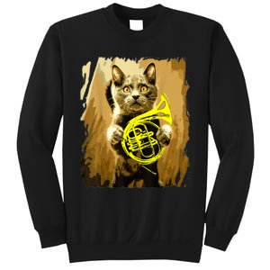 French Horn Cat Gift Music Funny Gift For Christmas Sweatshirt