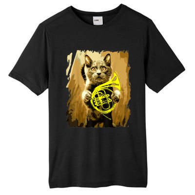 French Horn Cat Gift Music Funny Gift For Christmas Tall Fusion ChromaSoft Performance T-Shirt