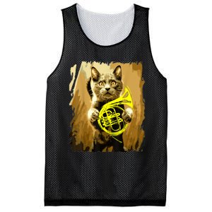 French Horn Cat Gift Music Funny Gift For Christmas Mesh Reversible Basketball Jersey Tank