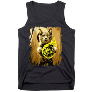 French Horn Cat Gift Music Funny Gift For Christmas Tank Top