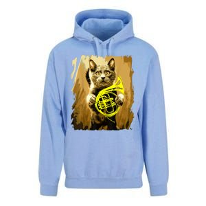 French Horn Cat Gift Music Funny Gift For Christmas Unisex Surf Hoodie