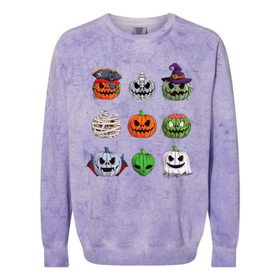 Funny Halloween Costume Pumpkin Characters Colorblast Crewneck Sweatshirt