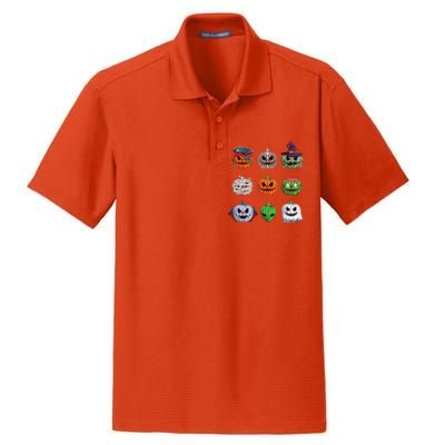 Funny Halloween Costume Pumpkin Characters Dry Zone Grid Polo