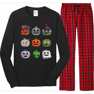 Funny Halloween Costume Pumpkin Characters Long Sleeve Pajama Set