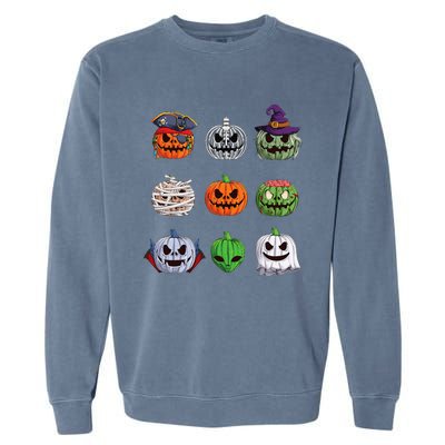 Funny Halloween Costume Pumpkin Characters Garment-Dyed Sweatshirt