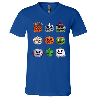 Funny Halloween Costume Pumpkin Characters V-Neck T-Shirt