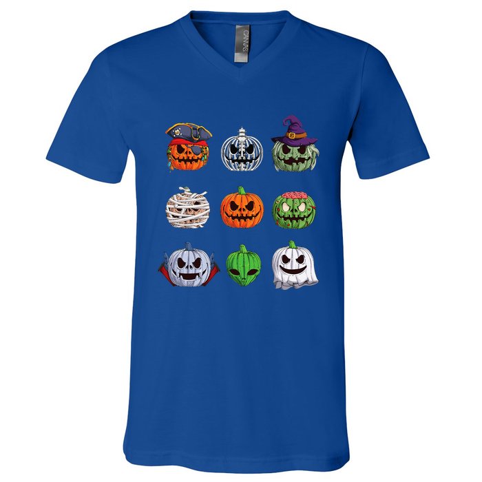 Funny Halloween Costume Pumpkin Characters V-Neck T-Shirt