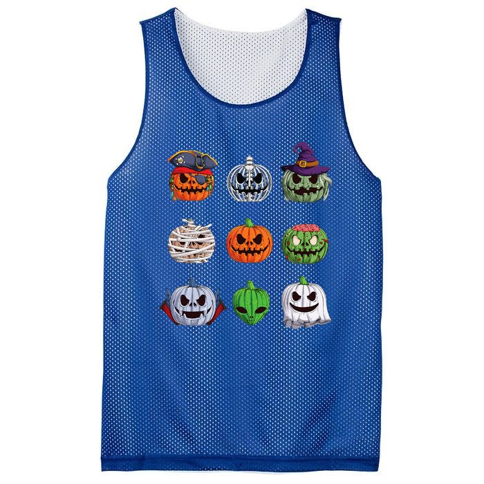 Funny Halloween Costume Pumpkin Characters Mesh Reversible Basketball Jersey Tank