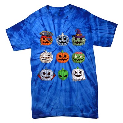 Funny Halloween Costume Pumpkin Characters Tie-Dye T-Shirt