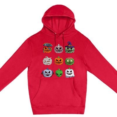 Funny Halloween Costume Pumpkin Characters Premium Pullover Hoodie