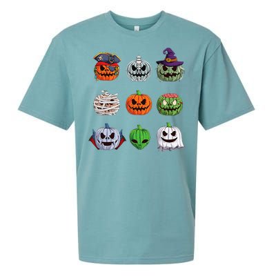 Funny Halloween Costume Pumpkin Characters Sueded Cloud Jersey T-Shirt