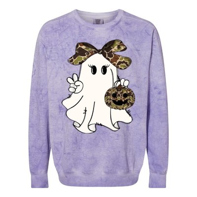 Funny Halloween Camouflage Camo Ghost Hello Hunting Season Colorblast Crewneck Sweatshirt