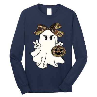 Funny Halloween Camouflage Camo Ghost Hello Hunting Season Long Sleeve Shirt