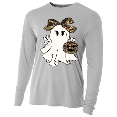 Funny Halloween Camouflage Camo Ghost Hello Hunting Season Cooling Performance Long Sleeve Crew