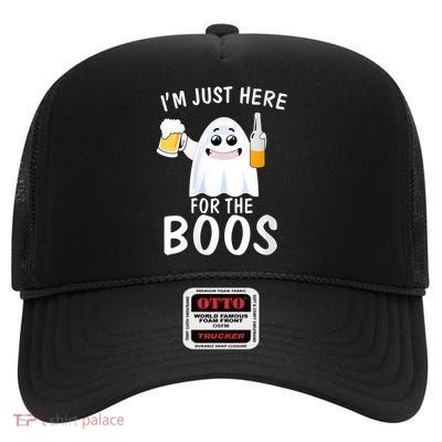 Funny Halloween, Cute Halloween, I'm Just Here For The Boos Costume High Crown Mesh Back Trucker Hat