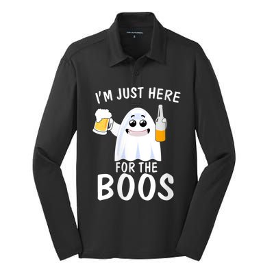 Funny Halloween, Cute Halloween, I'm Just Here For The Boos Costume Silk Touch Performance Long Sleeve Polo