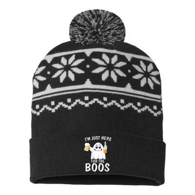 Funny Halloween, Cute Halloween, I'm Just Here For The Boos Costume USA-Made Snowflake Beanie