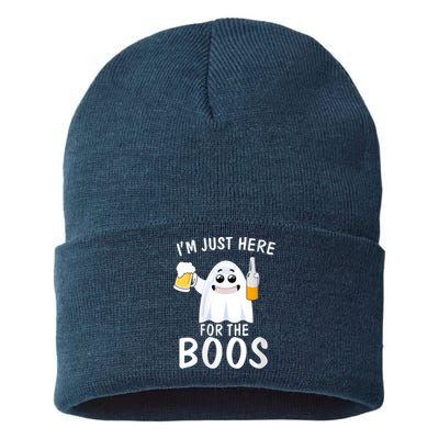 Funny Halloween, Cute Halloween, I'm Just Here For The Boos Costume Sustainable Knit Beanie