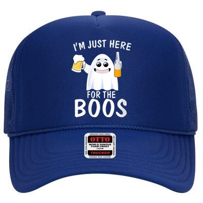 Funny Halloween, Cute Halloween, I'm Just Here For The Boos Costume High Crown Mesh Back Trucker Hat