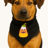 Funny Halloween Candy Corn Pumpkin USA-Made Doggie Bandana