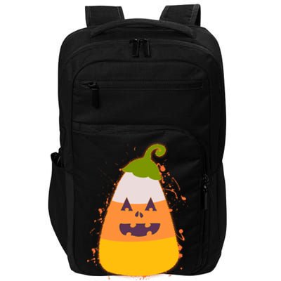 Funny Halloween Candy Corn Pumpkin Impact Tech Backpack