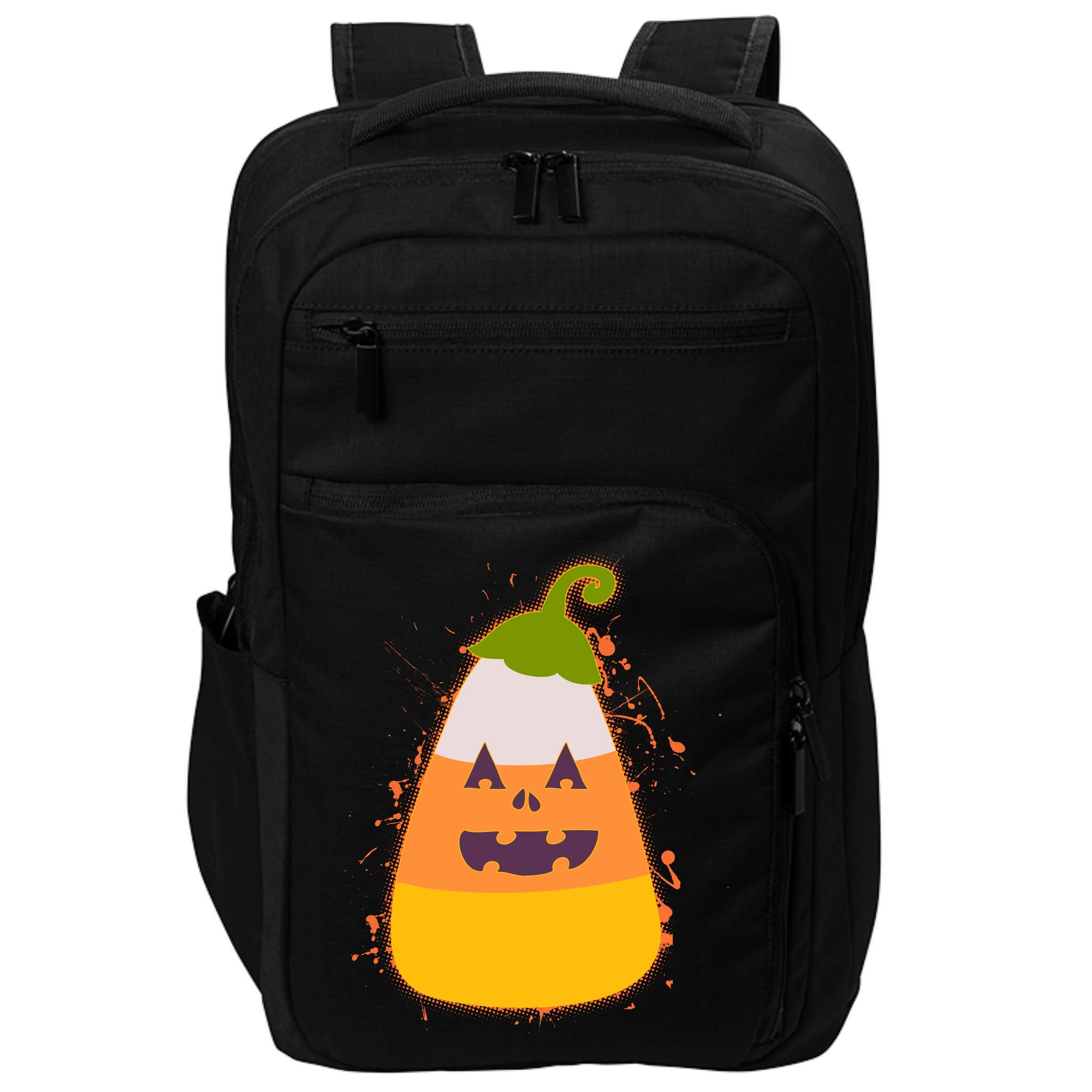 Funny Halloween Candy Corn Pumpkin Impact Tech Backpack