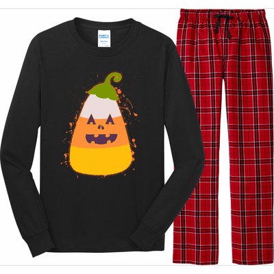 Funny Halloween Candy Corn Pumpkin Long Sleeve Pajama Set