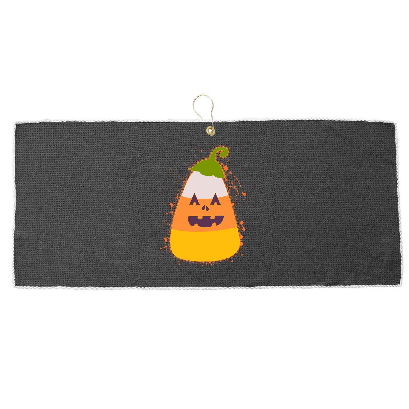Funny Halloween Candy Corn Pumpkin Large Microfiber Waffle Golf Towel