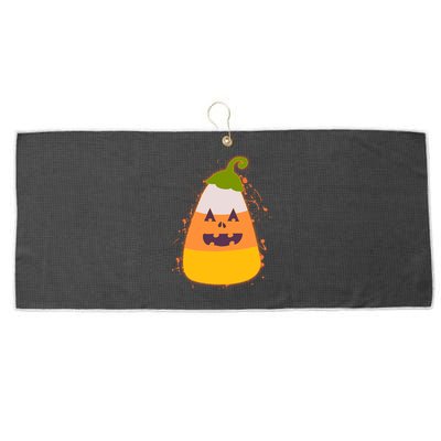 Funny Halloween Candy Corn Pumpkin Large Microfiber Waffle Golf Towel