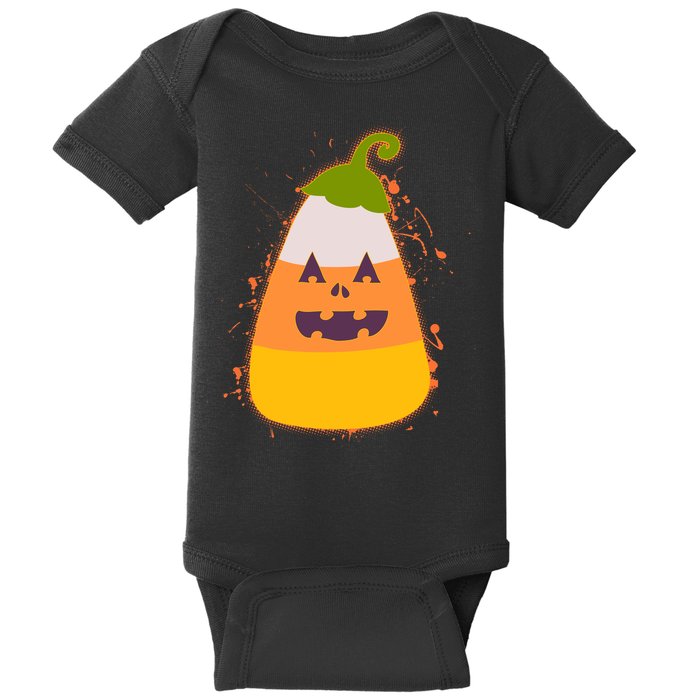 Funny Halloween Candy Corn Pumpkin Baby Bodysuit