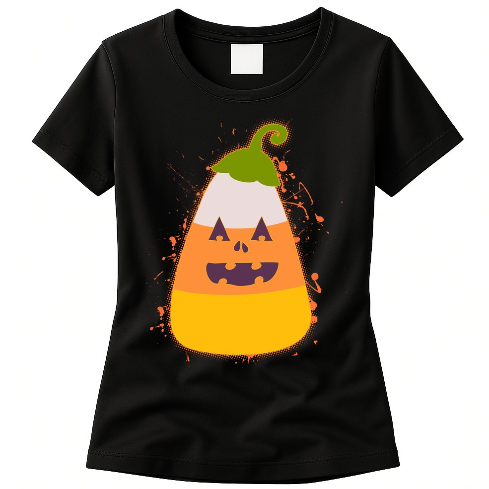 Funny Halloween Candy Corn Pumpkin Womens T-Shirt