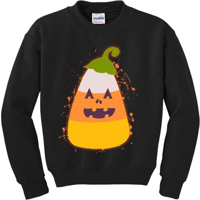 Funny Halloween Candy Corn Pumpkin Kids Sweatshirt