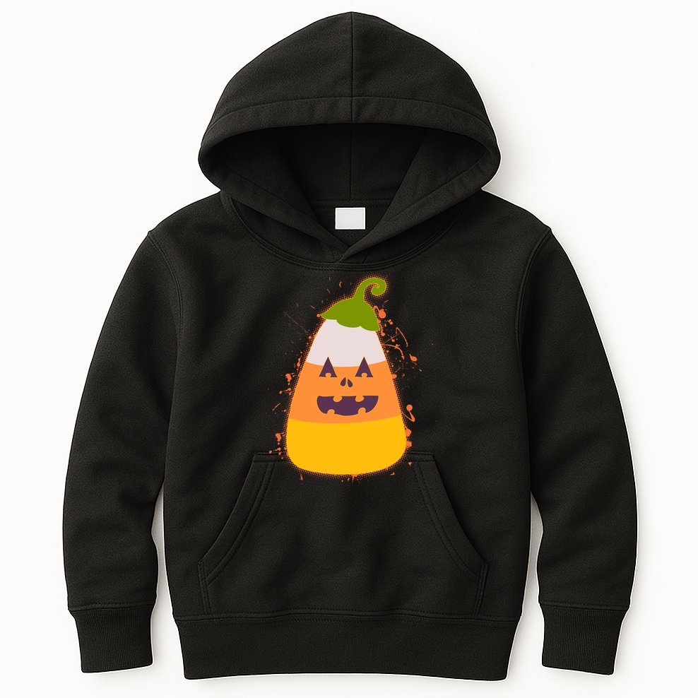 Funny Halloween Candy Corn Pumpkin Kids Hoodie