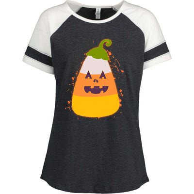 Funny Halloween Candy Corn Pumpkin Enza Ladies Jersey Colorblock Tee