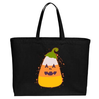 Funny Halloween Candy Corn Pumpkin Cotton Canvas Jumbo Tote