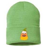 Funny Halloween Candy Corn Pumpkin Sustainable Knit Beanie