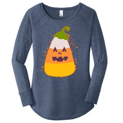 Funny Halloween Candy Corn Pumpkin Women's Perfect Tri Tunic Long Sleeve Shirt