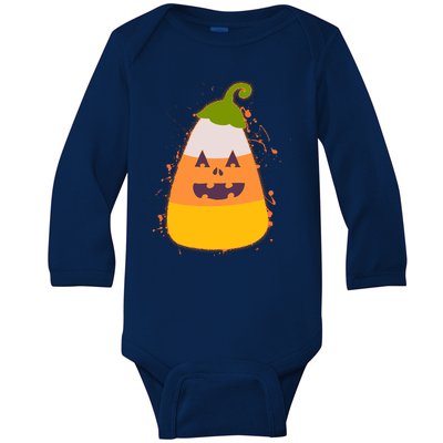 Funny Halloween Candy Corn Pumpkin Baby Long Sleeve Bodysuit