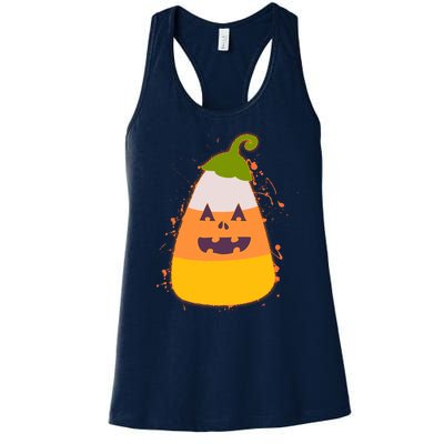 Funny Halloween Candy Corn Pumpkin Women's Racerback Tank