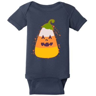 Funny Halloween Candy Corn Pumpkin Baby Bodysuit