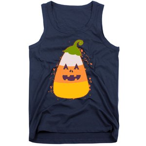 Funny Halloween Candy Corn Pumpkin Tank Top