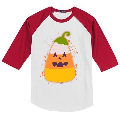 Funny Halloween Candy Corn Pumpkin Kids Colorblock Raglan Jersey