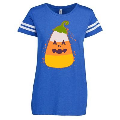 Funny Halloween Candy Corn Pumpkin Enza Ladies Jersey Football T-Shirt