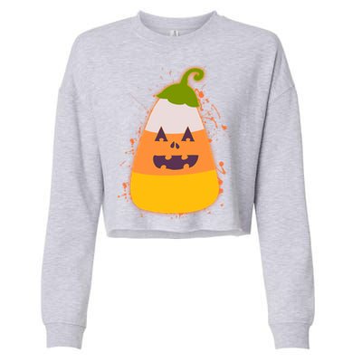 Funny Halloween Candy Corn Pumpkin Cropped Pullover Crew