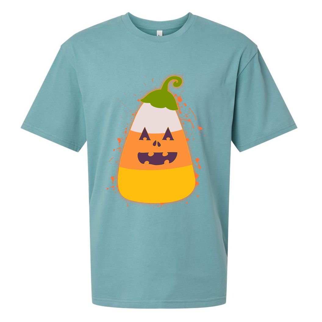 Funny Halloween Candy Corn Pumpkin Sueded Cloud Jersey T-Shirt