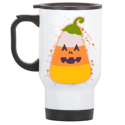 Funny Halloween Candy Corn Pumpkin Stainless Steel Travel Mug