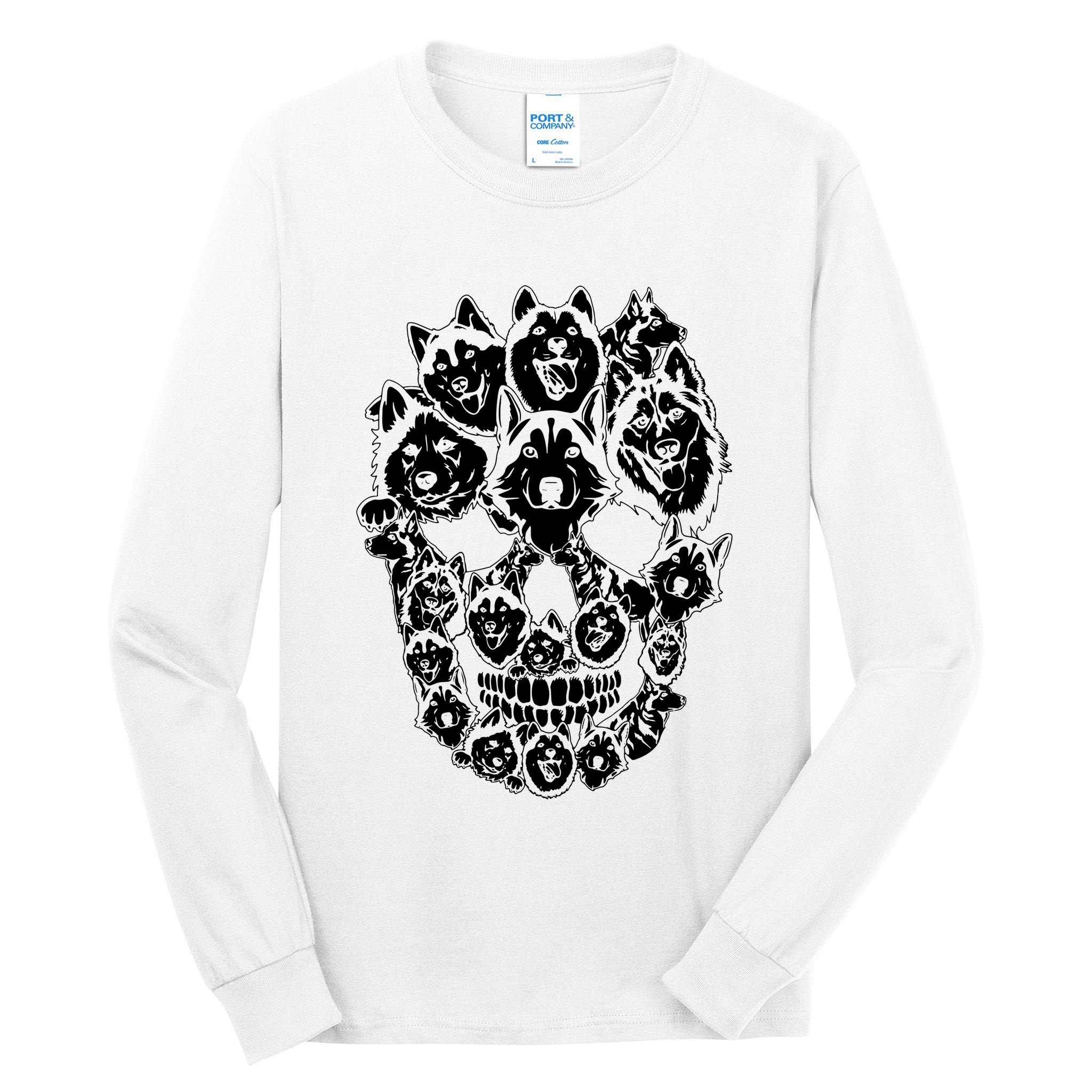 Funny Halloween Costume Skull Siberian Husky Dog Lover Tall Long Sleeve T-Shirt