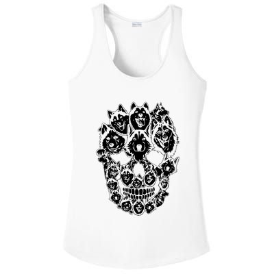 Funny Halloween Costume Skull Siberian Husky Dog Lover Ladies PosiCharge Competitor Racerback Tank