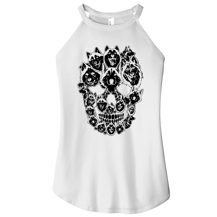 Funny Halloween Costume Skull Siberian Husky Dog Lover Women's Perfect Tri Rocker Tank