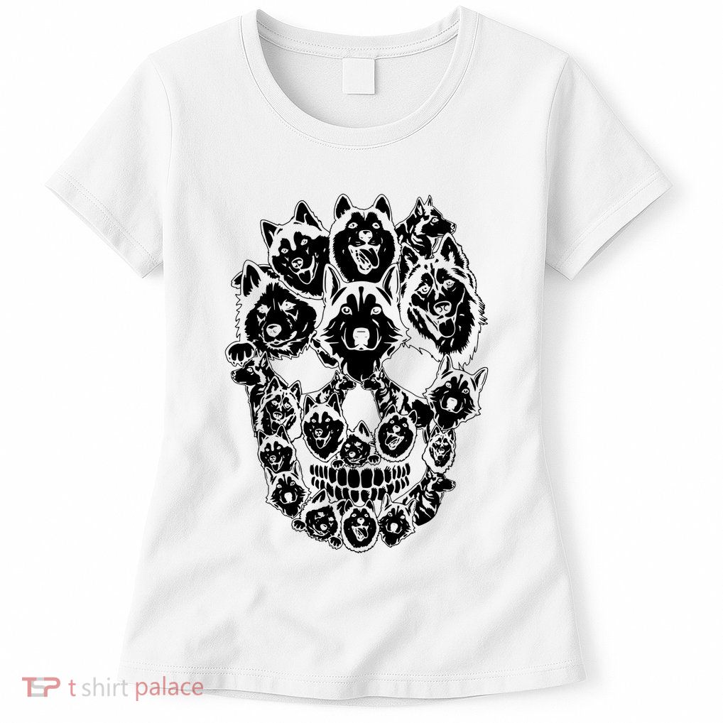 Funny Halloween Costume Skull Siberian Husky Dog Lover Womens T-Shirt